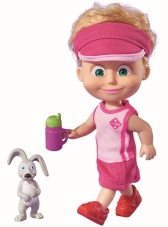 Bambola Masha sportiva con coniglio 12 cm