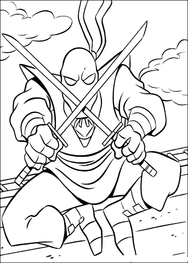 Desenho de il clan del piede de Tartarugas Ninja para impresso e colorir