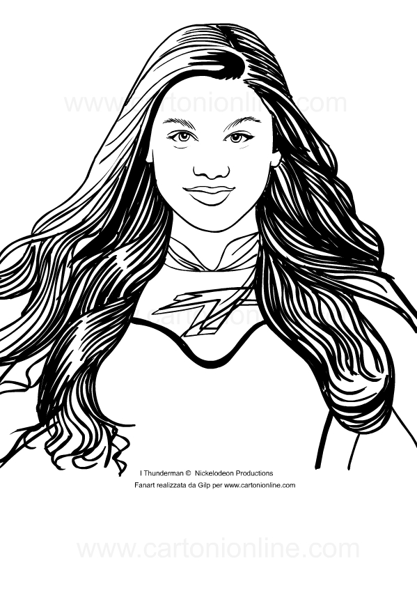 Desenho de Phoebe Monica Rachel Thunderman para impresso e colorir