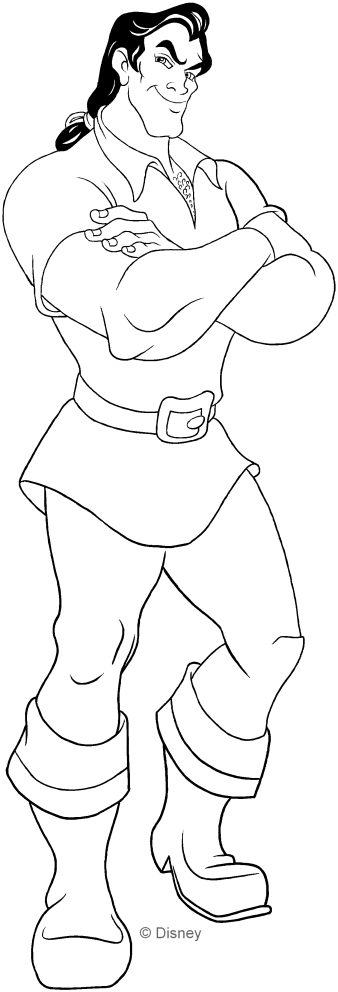 Desenho de Gaston (A Bela e o Monstro) para impresso e colorir