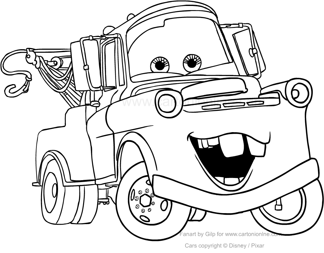 Desenho de Tow Mater de Cars  para impresso e colorir 