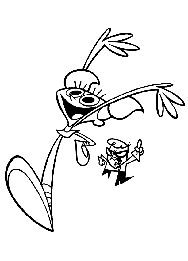 Desenho de Dexter e sua sorella Dee Dee para impresso e colorir