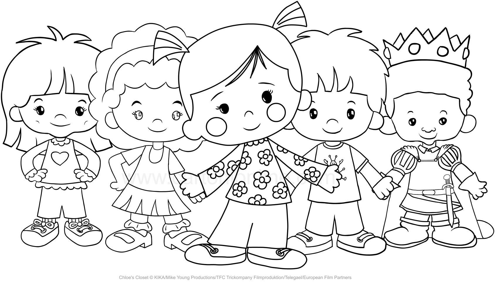 Desenho de Chlo e sus amigas (El armrio de Chloe) para impresso e colorir
