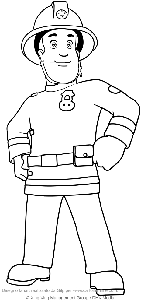 Desenho de o bombeiro Sam para impresso e colorir