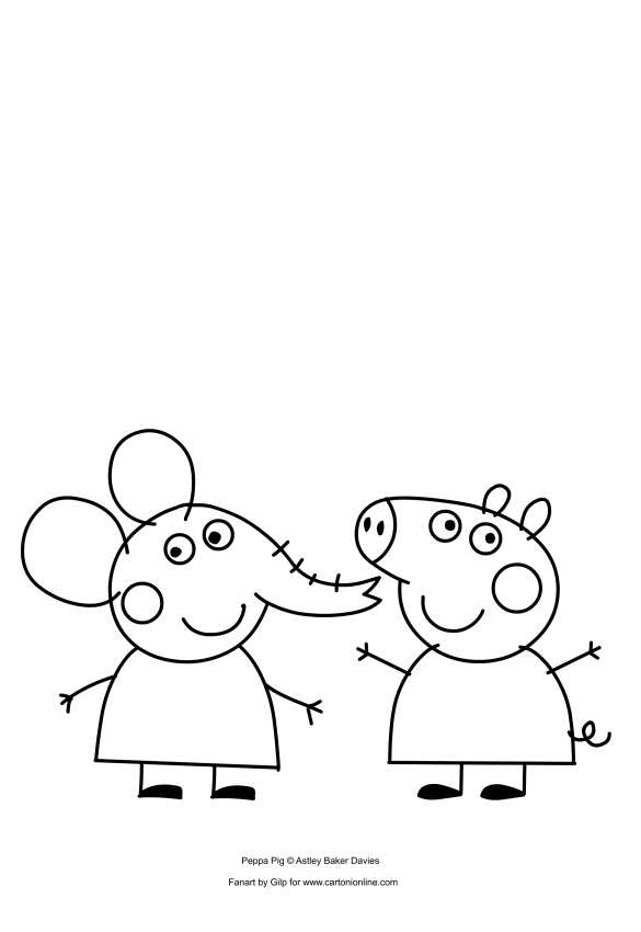 Desenho de Peppa Pig e Emily Elefante