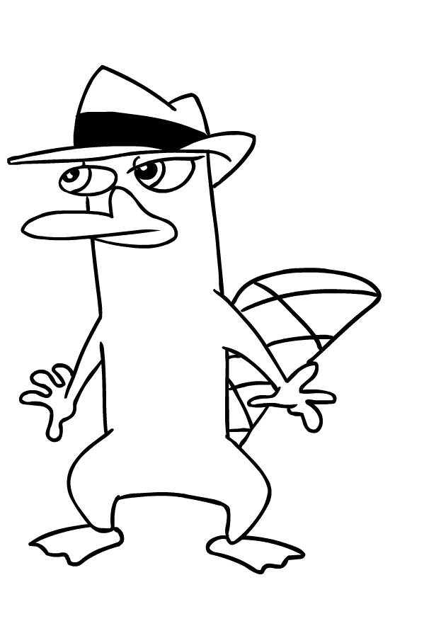 Desenho de Perry l'ornitorinco de Phineas e Ferb para impresso e colorir