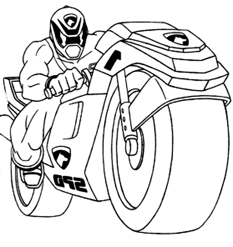 Desenho de Crime Kicker sulla moto dei Power Rangers para impresso e colorir