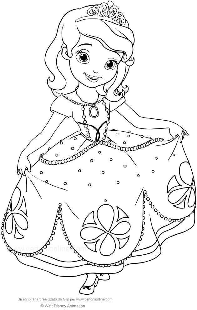 Desenho de Princesinha Sofia para impresso e colorir
