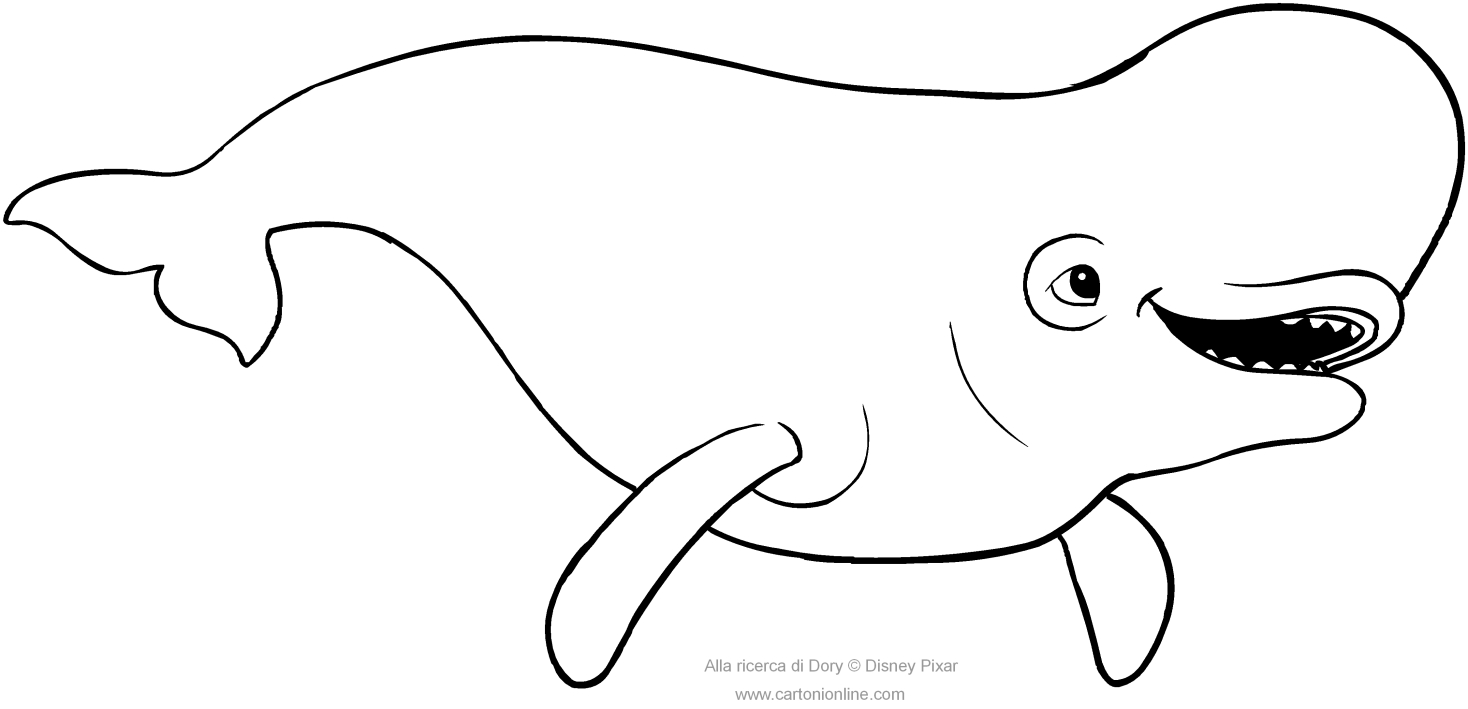 Desenho de Bailey a beluga para impresso e colorir