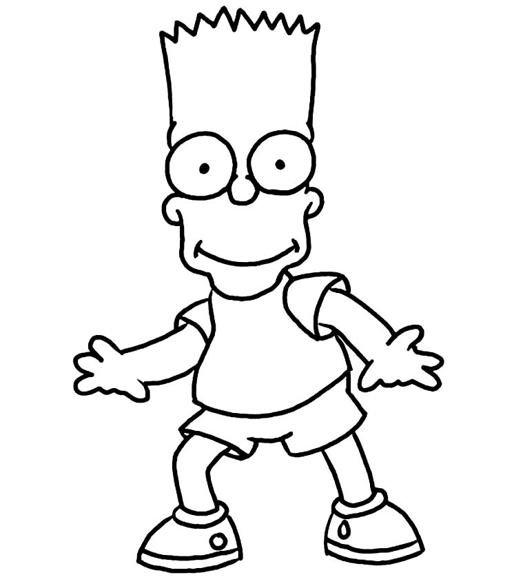 Desenho de Bart Simpson para impresso e colorir