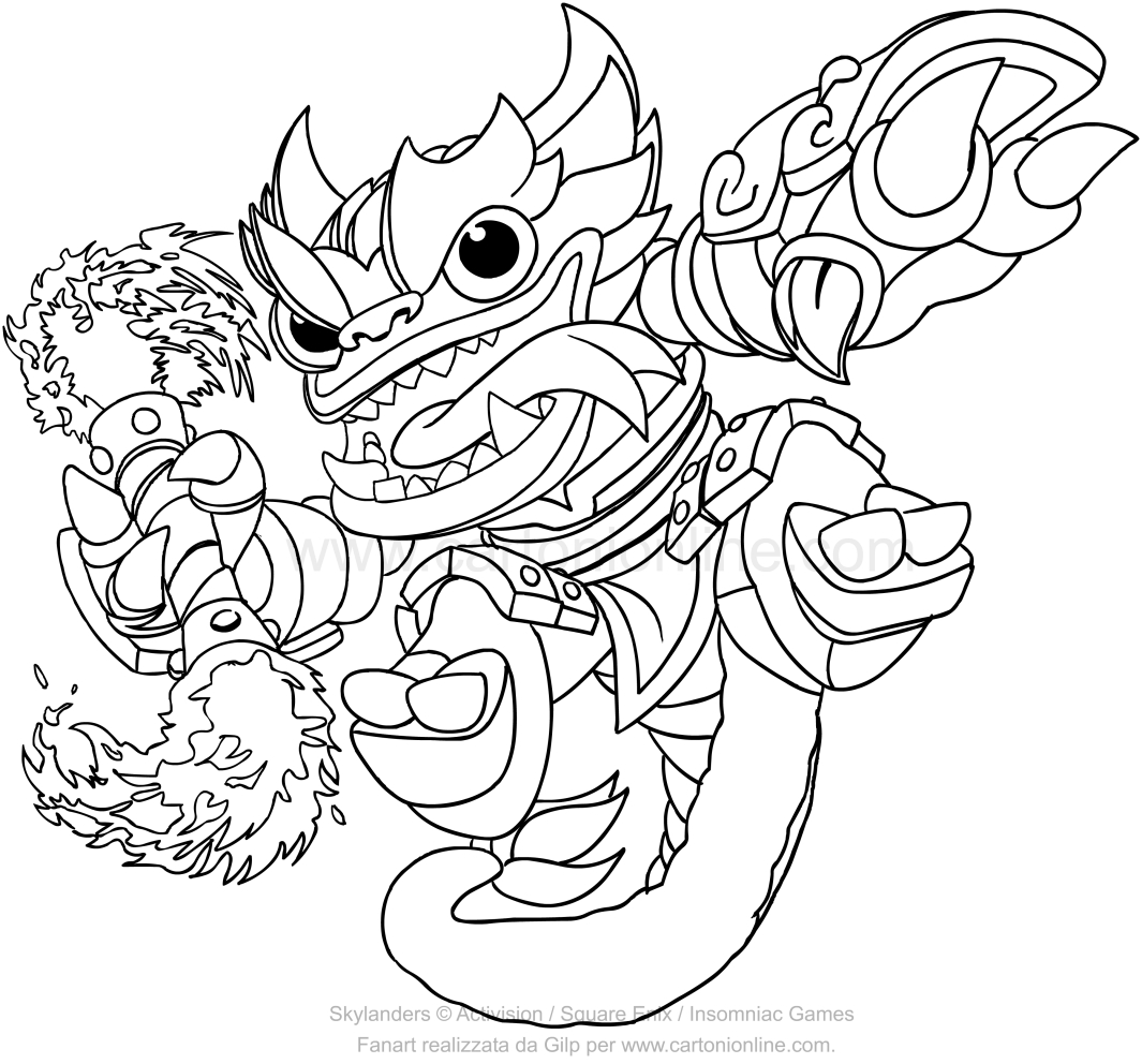 Desenho de Skylanders Swap Force Fire Kraken para impresso e colorir