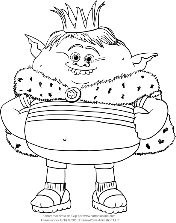 Desenho de Prince Gristle dos Trolls para impresso e colorir