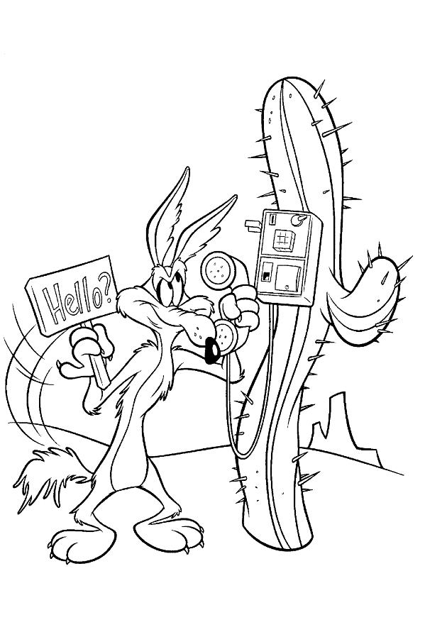 Desenho de Willy Coyote para impresso e colorir