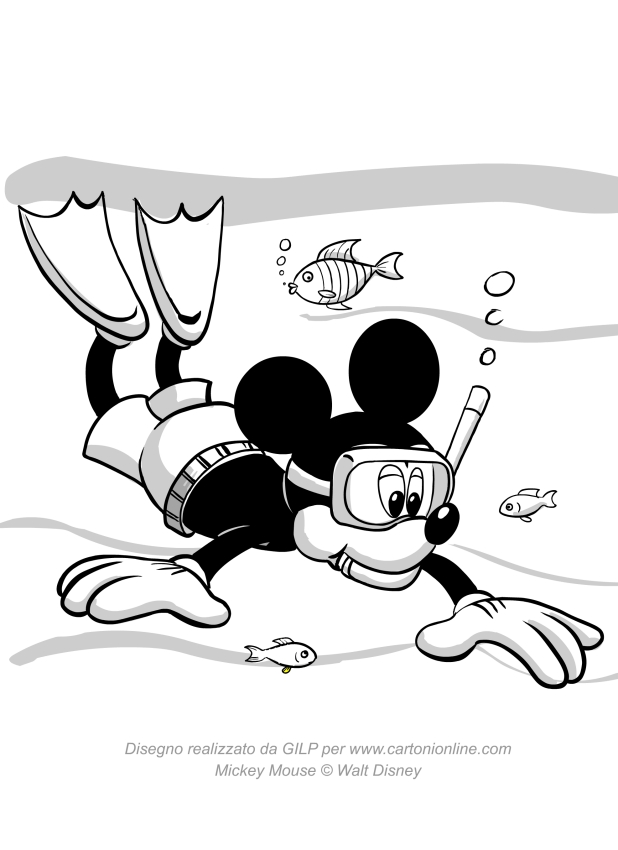 Les coloriages de Mickey sous-marin  imprimer et colorier 