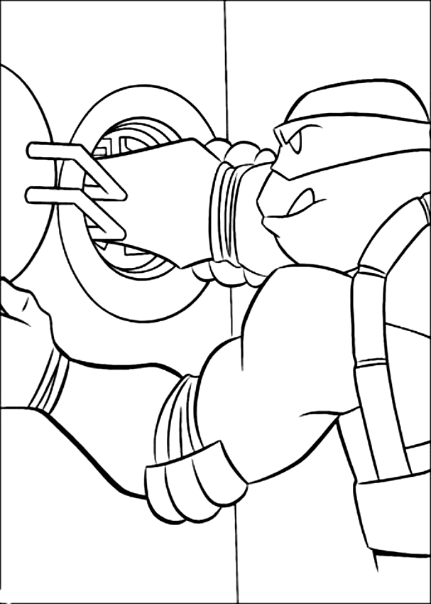 Dibujo de Donatello e la caja fuerte de las Tortugas Ninja para imprimir y colorear