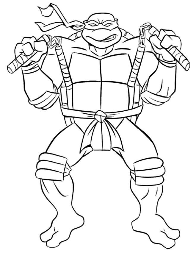 Dibujo de Michaelangelo de las Tortugas Ninja para imprimir y colorear