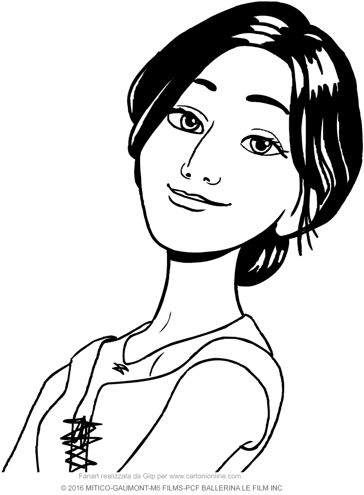 Dibujo de la cara de Odette (Ballerina la pelcula) para imprimir y colorear