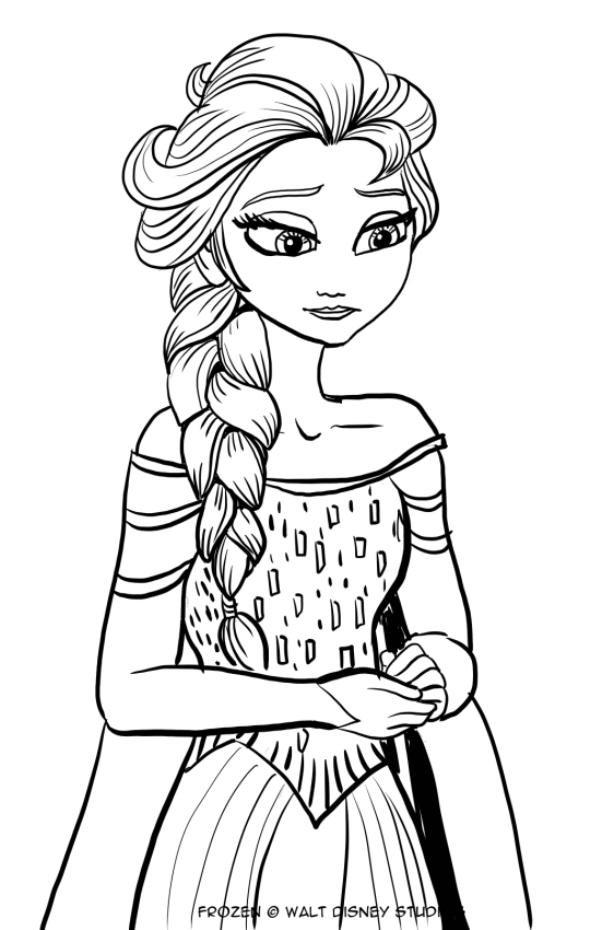 Dibujo de Elsa triste  para colorear