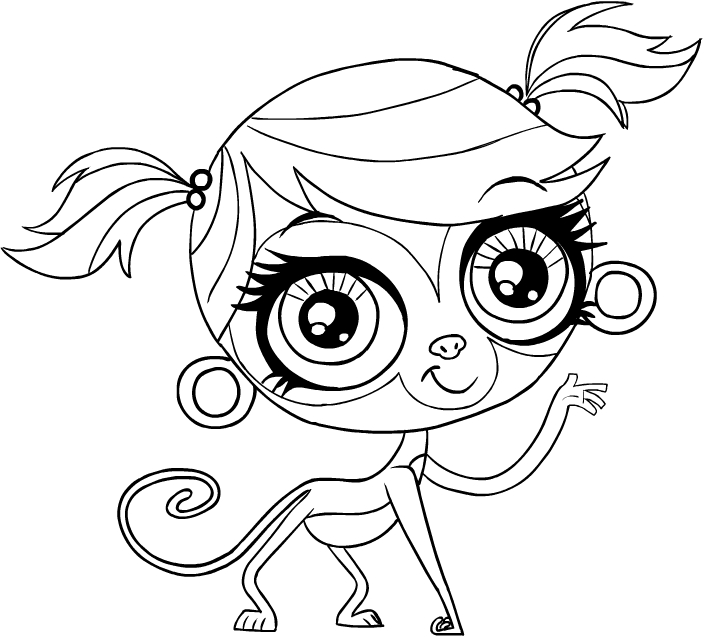 Dibujo de Mirka la scimmietta dei Littlest Pet Shop para imprimir y colorear