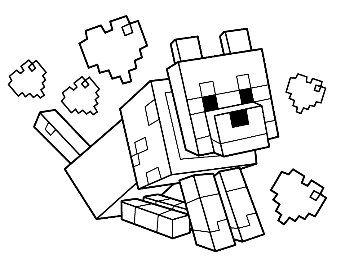 Dibujo de Lupo di Minecraft para imprimir y colorear