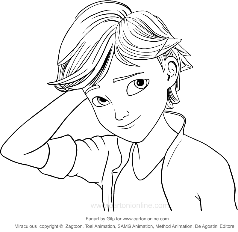 Coloring Page And Cat Noir Adrien Agreste Miraculous Coloring Pages