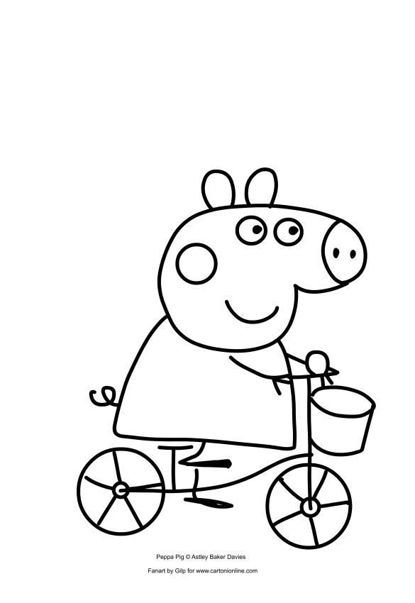 Dibujo De Peppa Pig En Bicicleta Para Colorear