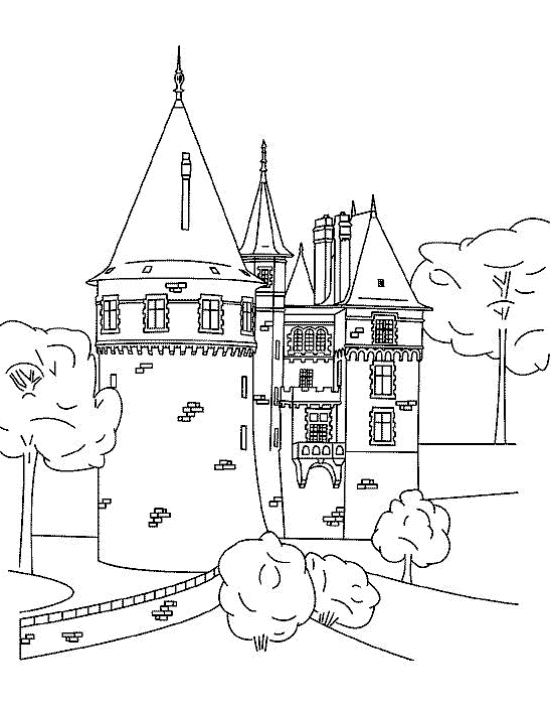Disegno 3 di castelli da stampare e colorare