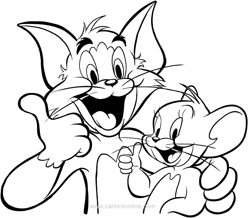 Disegno di Tom e Jerry che fanno OK da stampare e colorare