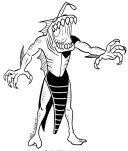 Disegno dell'alieno Mastica (Ripjaws) l'anfibio dalle grandi fauci