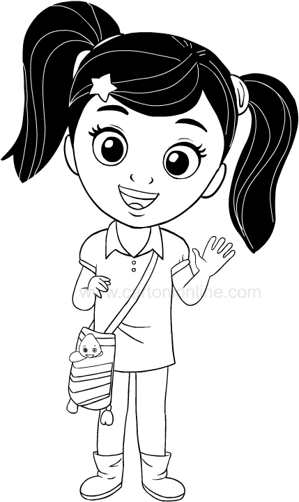 Drawing Nina the protagonist of Nina's World coloring pages printable for kids
