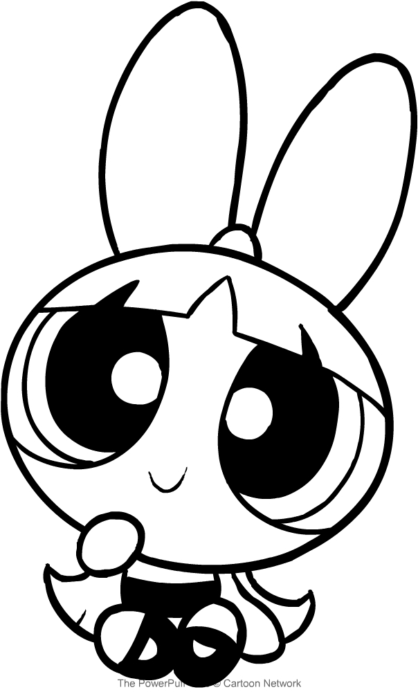 Drawing Blossom sitting smiling (The Powerpuff Girls) coloring pages printable for kids