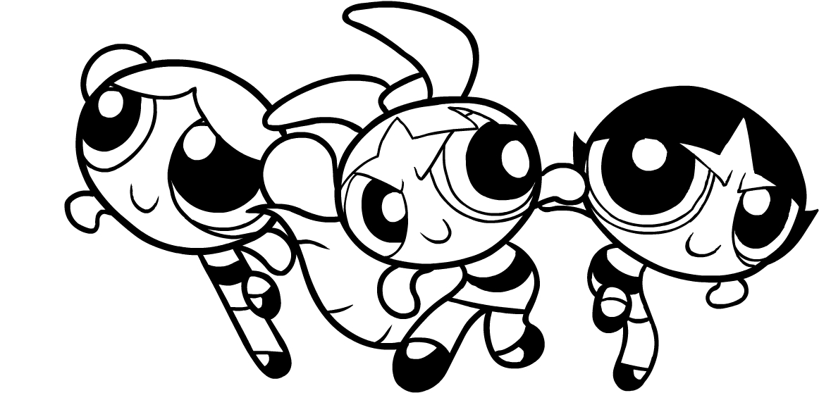 Drawing The Powerpuff Girls ready for action coloring pages printable for kids