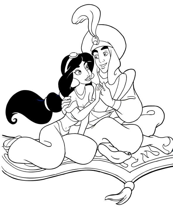 Aladdin and Jasmine in the magic carpet