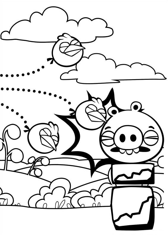 Drawing of Angry Birds to print and coloring