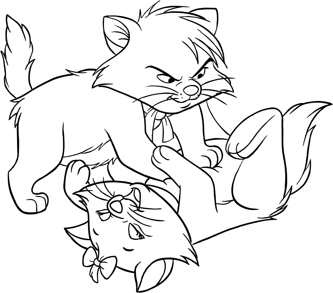 Marie and Berlioz of Aristocats, coloring page to print