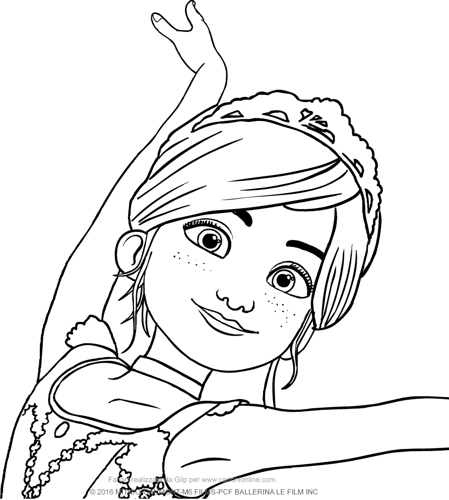  Flicie ballerina in the foreground coloring page to print