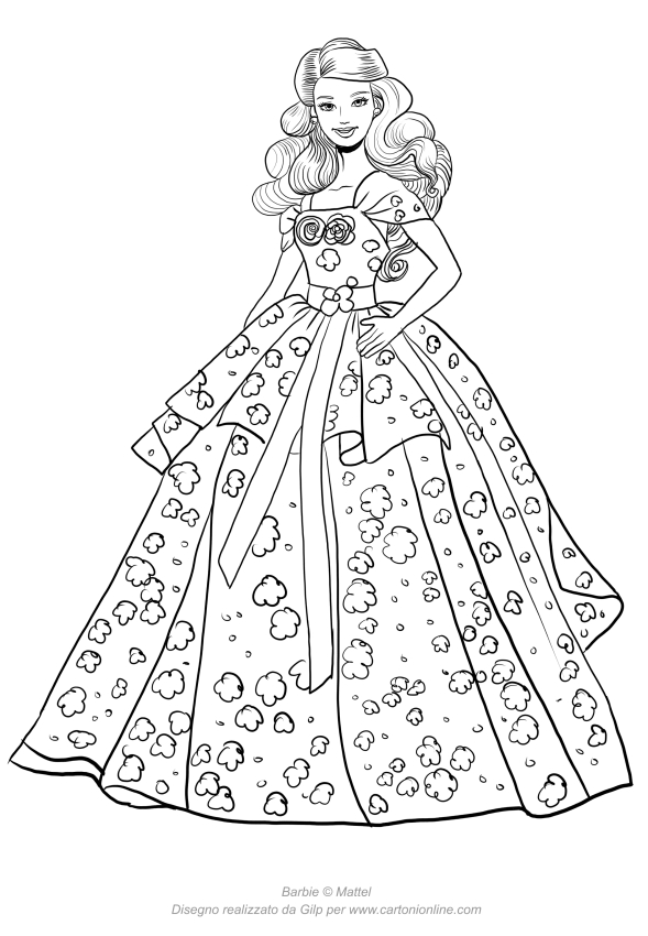  Barbie birthday coloring page to print 