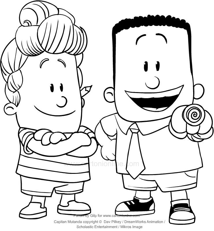 Drawing George and Harold (Captain Underpants) coloring pages printable for kids
