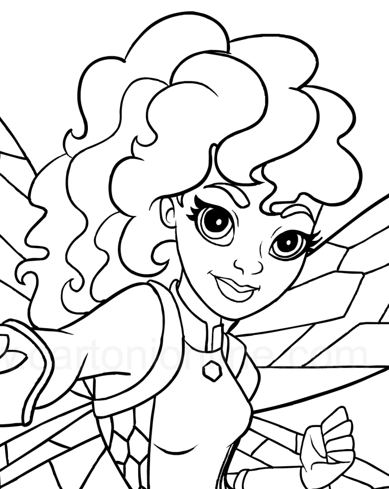 Bumblebee in the foreground (DC Superhero Girls) coloring page to print