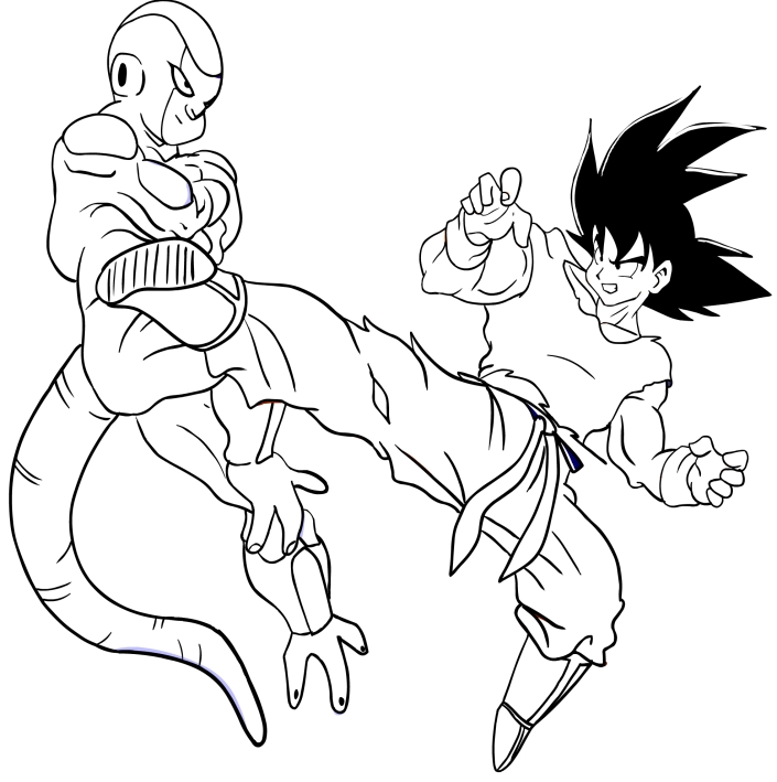 Goku fights against Freezer coloring page - Dragon Ball