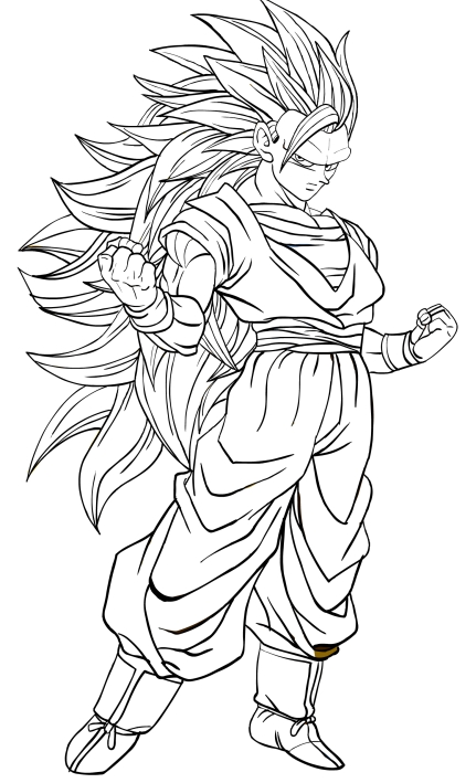 Goku Super Saiyan of three level coloring page - Dragon Ball