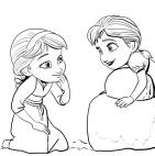 Anna and Elsa children coloring page