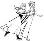 Anna and Elsa ice-skating coloring page