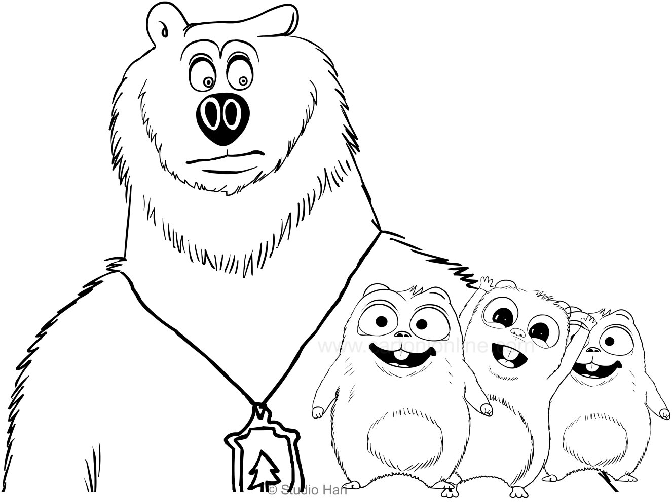 Grizzy and the Lemming coloring page to print