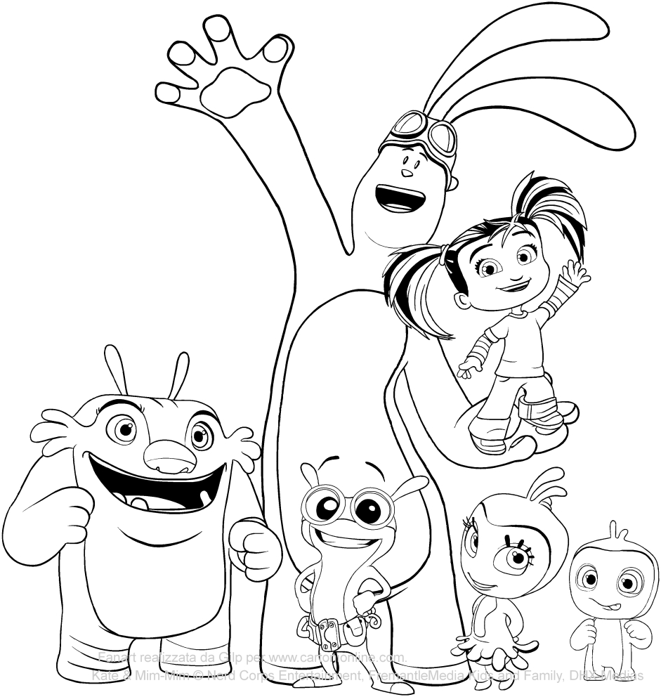  All characters of Kate and Mim-Mim coloring page to print