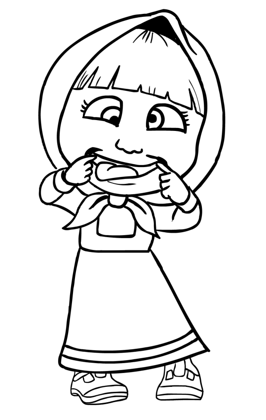 Masha with grimaces coloring page printable