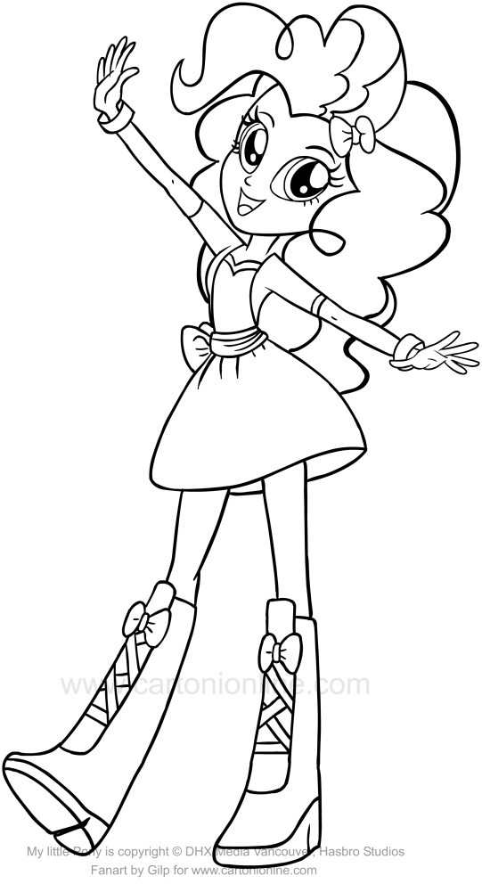 Drawing Pinkie Pie (Equestria Girls) of the My Little Pony coloring pages printable for kids