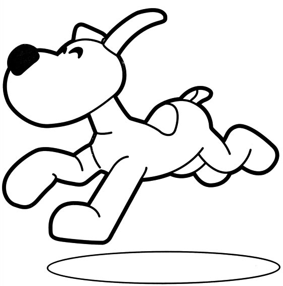 Drawing dog Loula who running coloring pages printable for kids