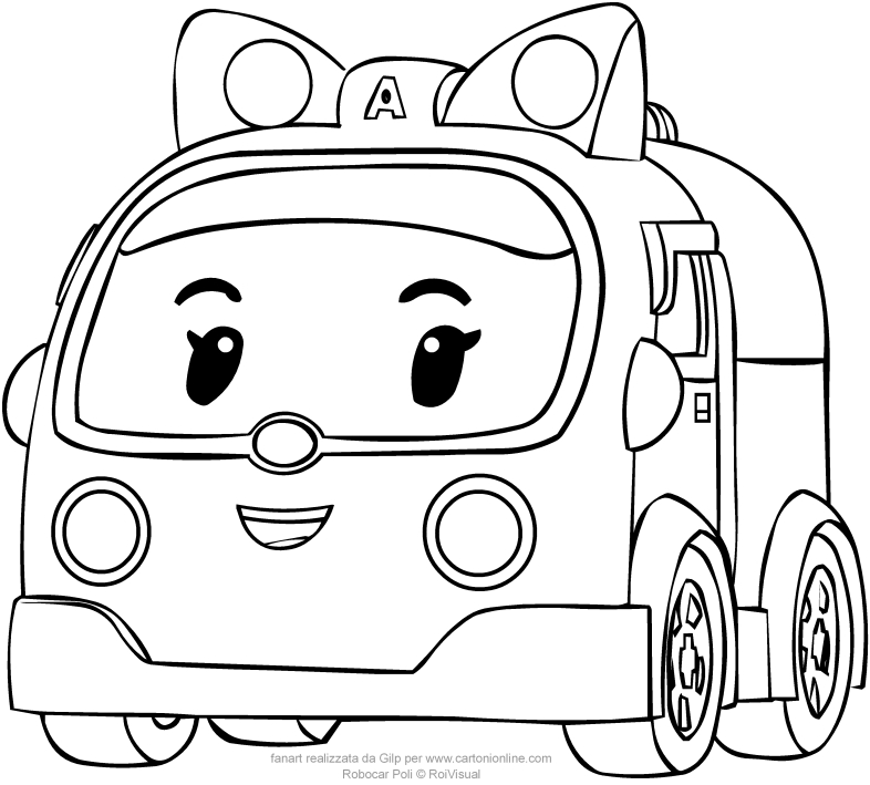  Amber in car version from Robocar Poli coloring page to print