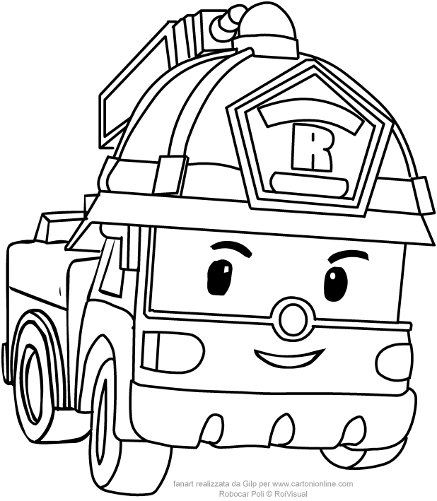  Roy in car version from Robocar Poli coloring page to print
